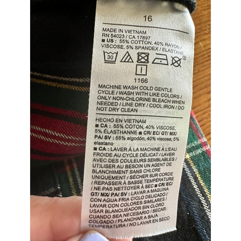 Old Navy Plaid Pixie Skinny Pants Women's Size 16 Extra High Rise Secret Pockets - Picture 5 of 7